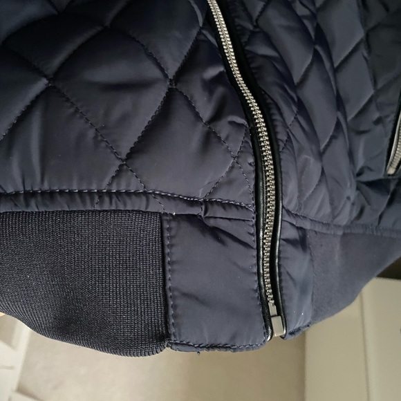 Mens Zara Navy diamond quilted bomber jacket - Picture 8 of 12